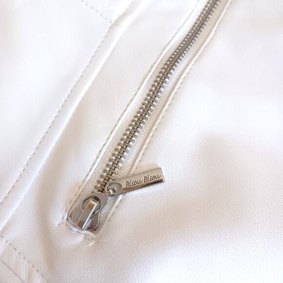 NWT Bisou Bisou Women's Faux Leather Jacket In White Size 2X - Picture 6 of 10